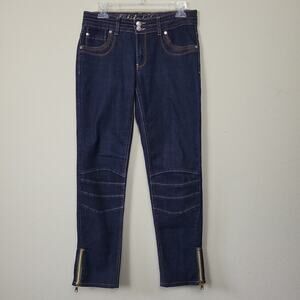 Elite Jeans Womens Blue Mid Rise Designer‎ Denim Straight Leg Jeans Size 8